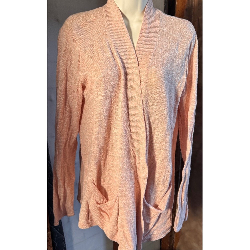 Jaclyn Smith Peach Marled Cotton Open Front Cardigan Sweater Large